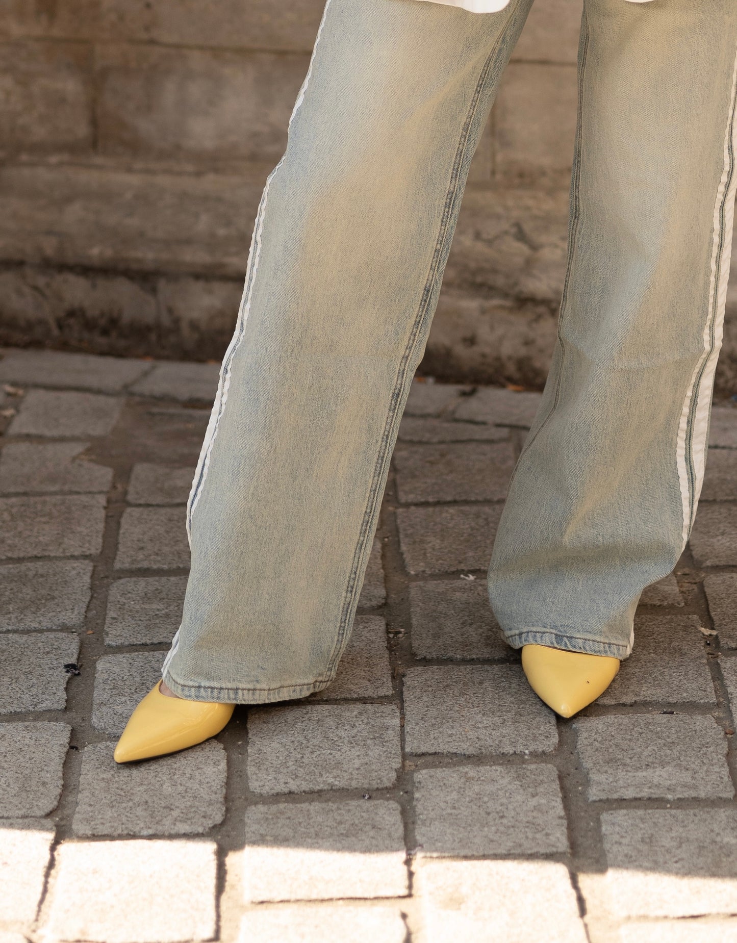Yellow kitten heel