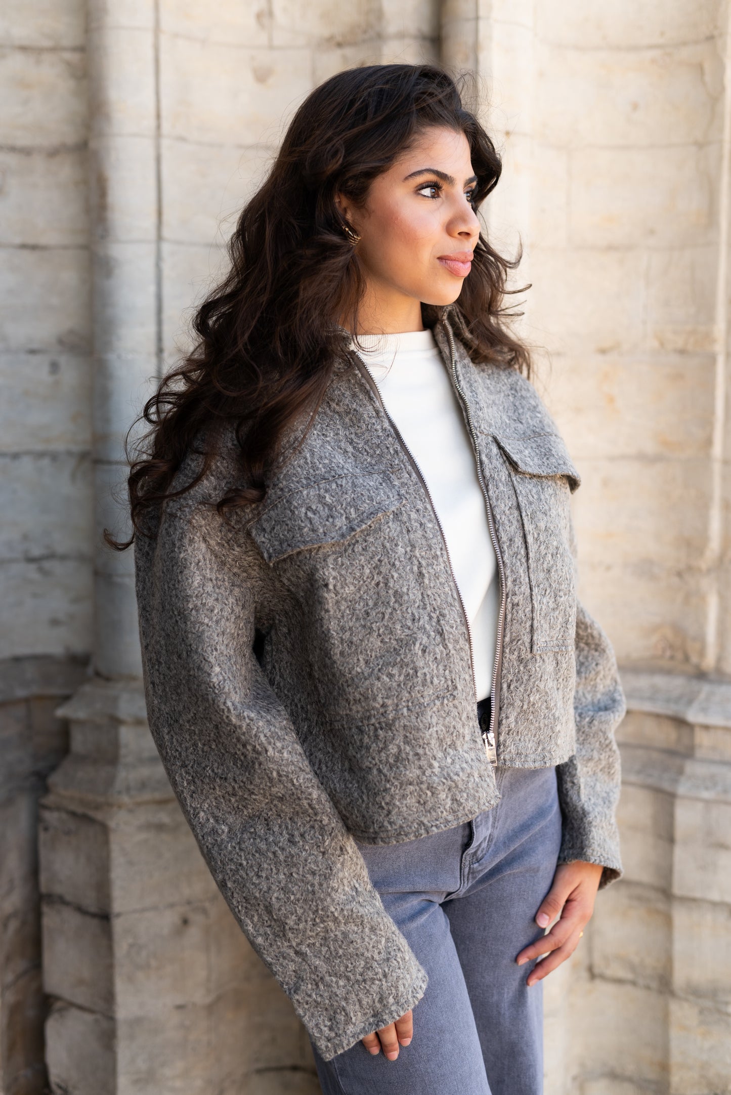 Cropped jacket coffee