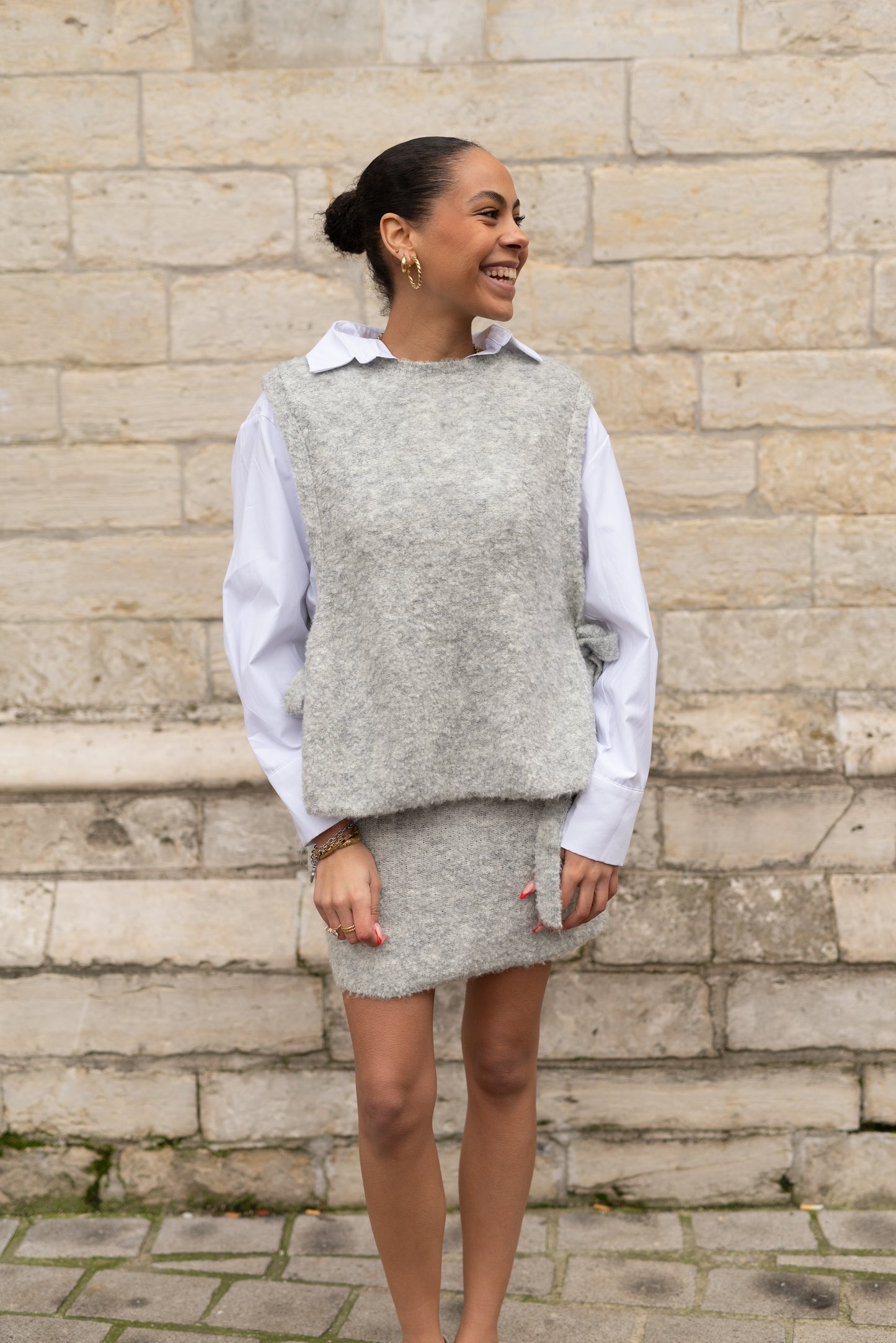 Knitted skirt beige