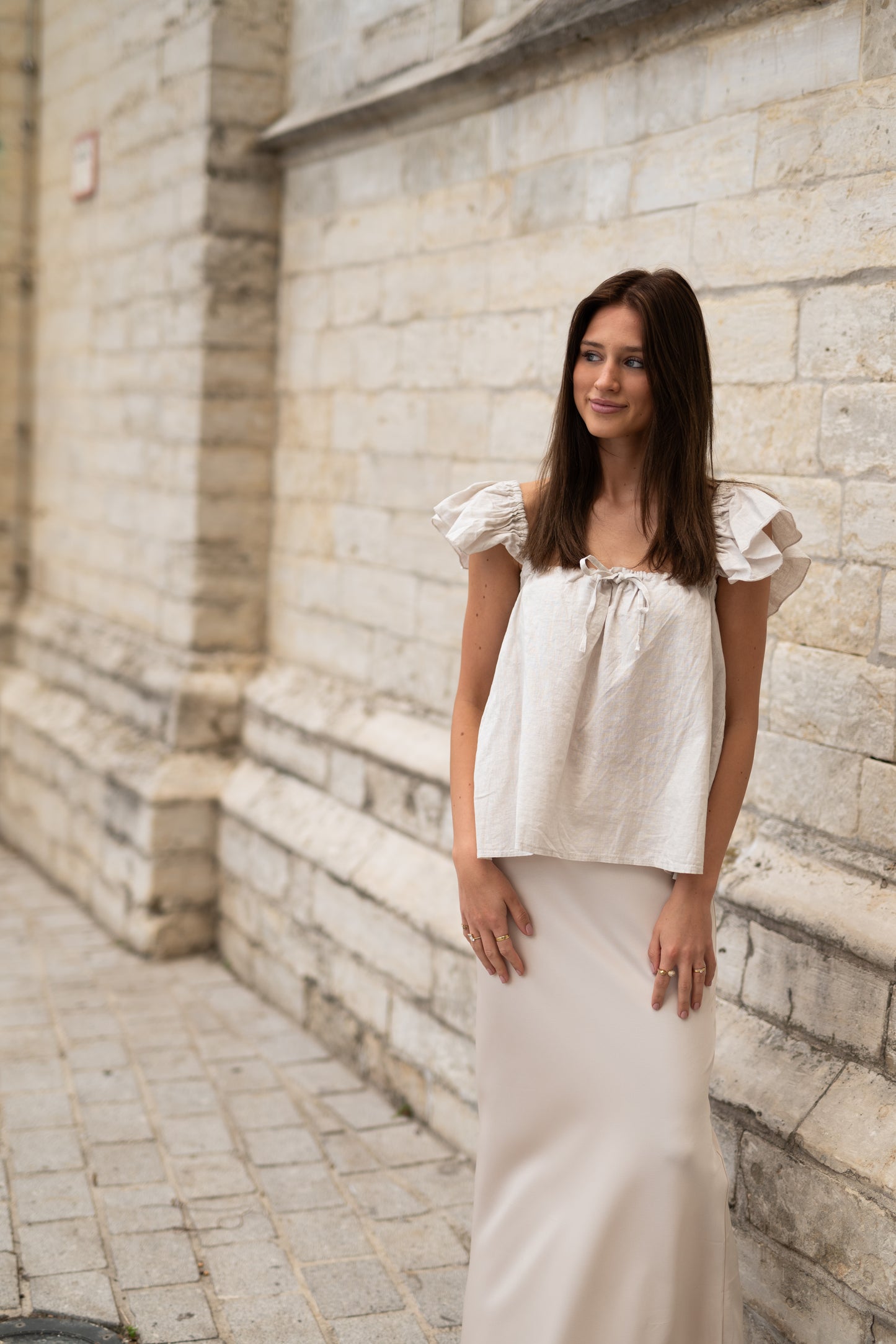 Linen off shoulder top
