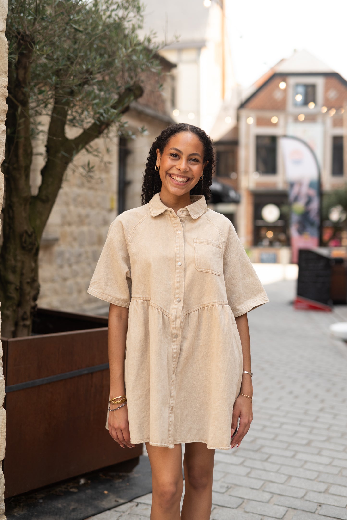 Beige jeans dress