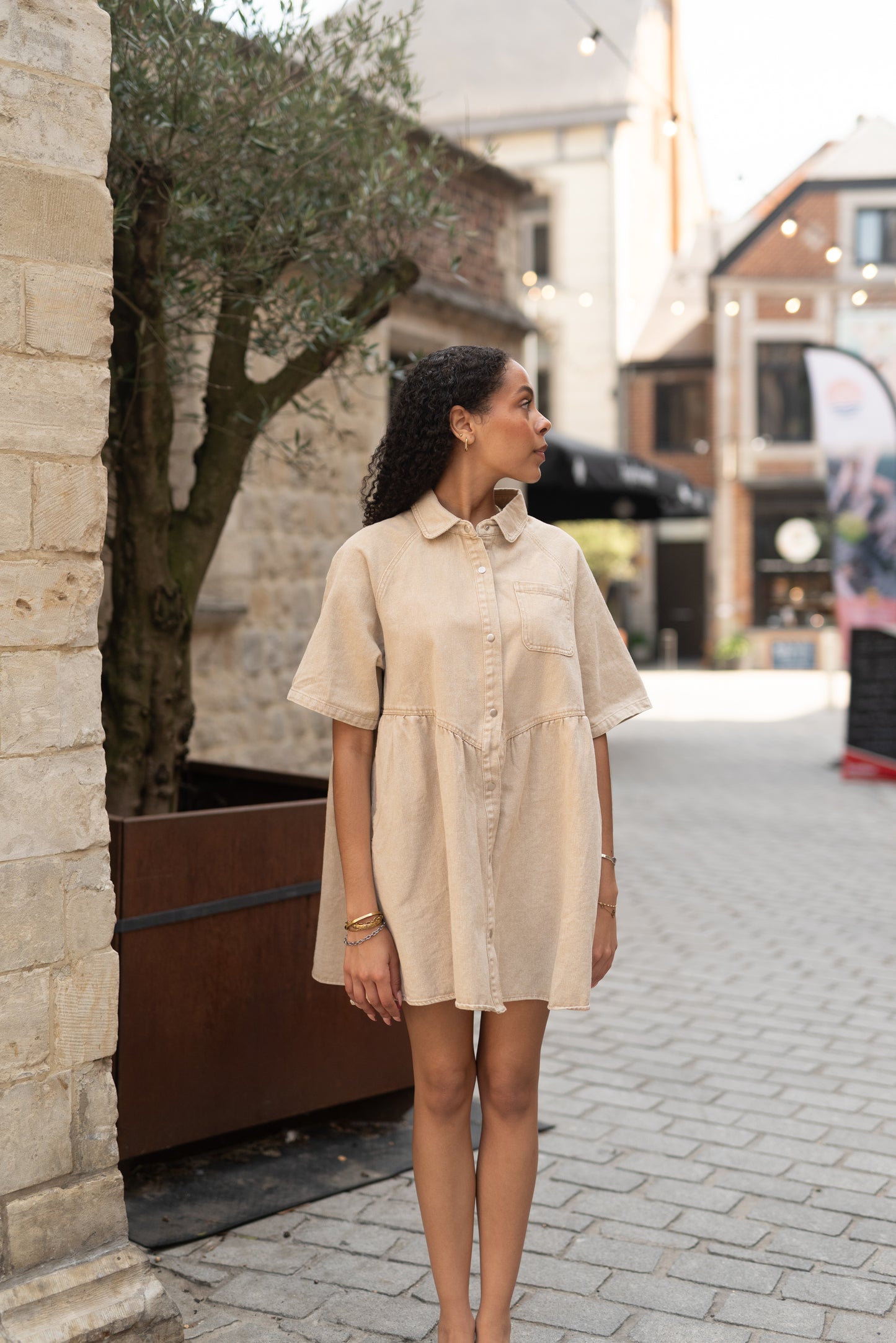 Beige jeans dress