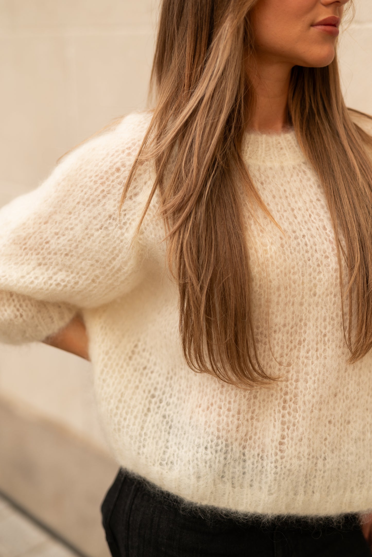 Mohair pull halve mouw