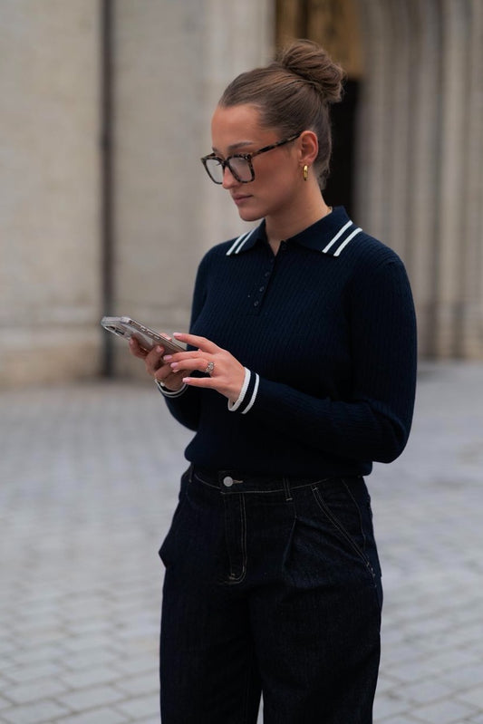 Navy polo top