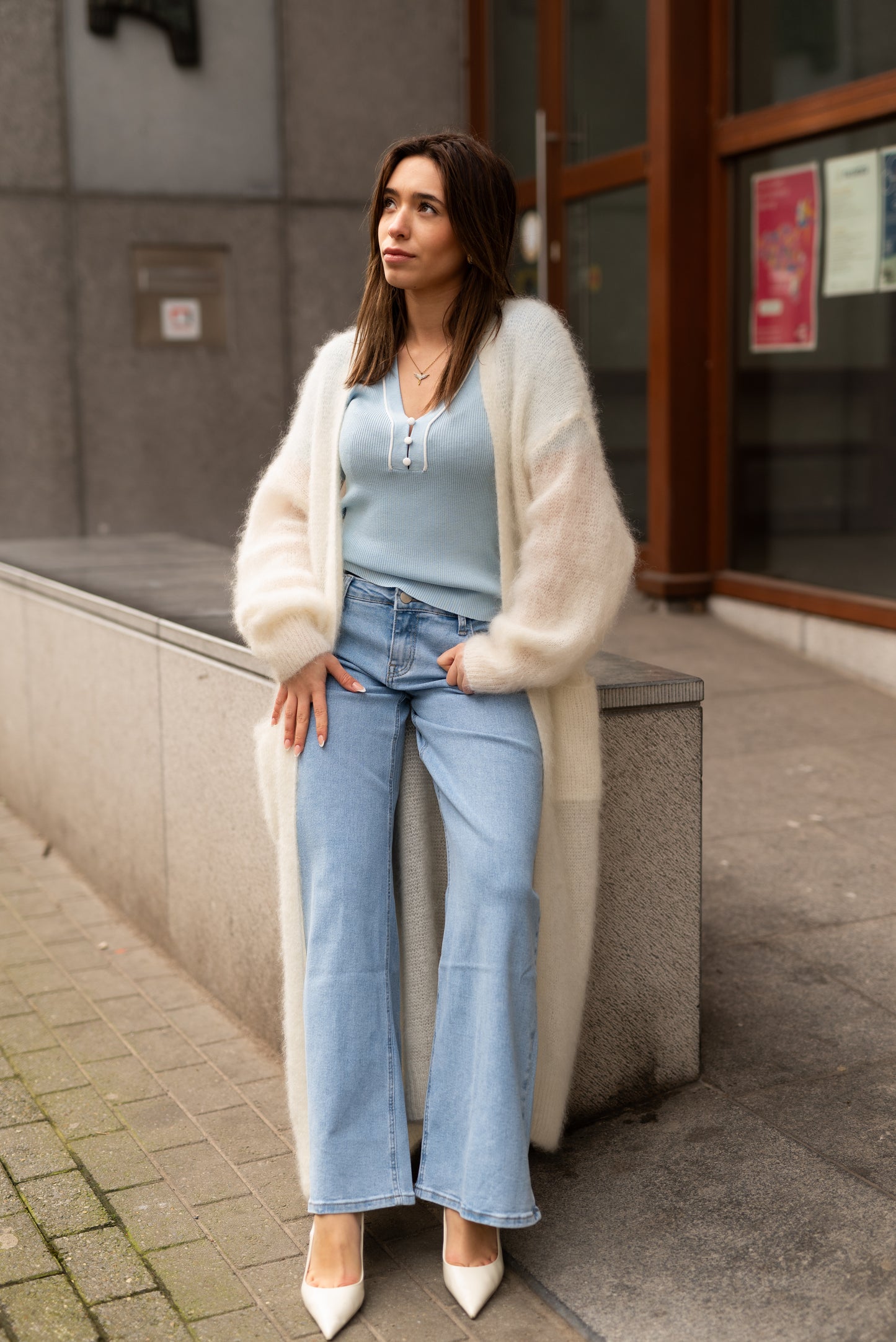 Lange witte mohair golf