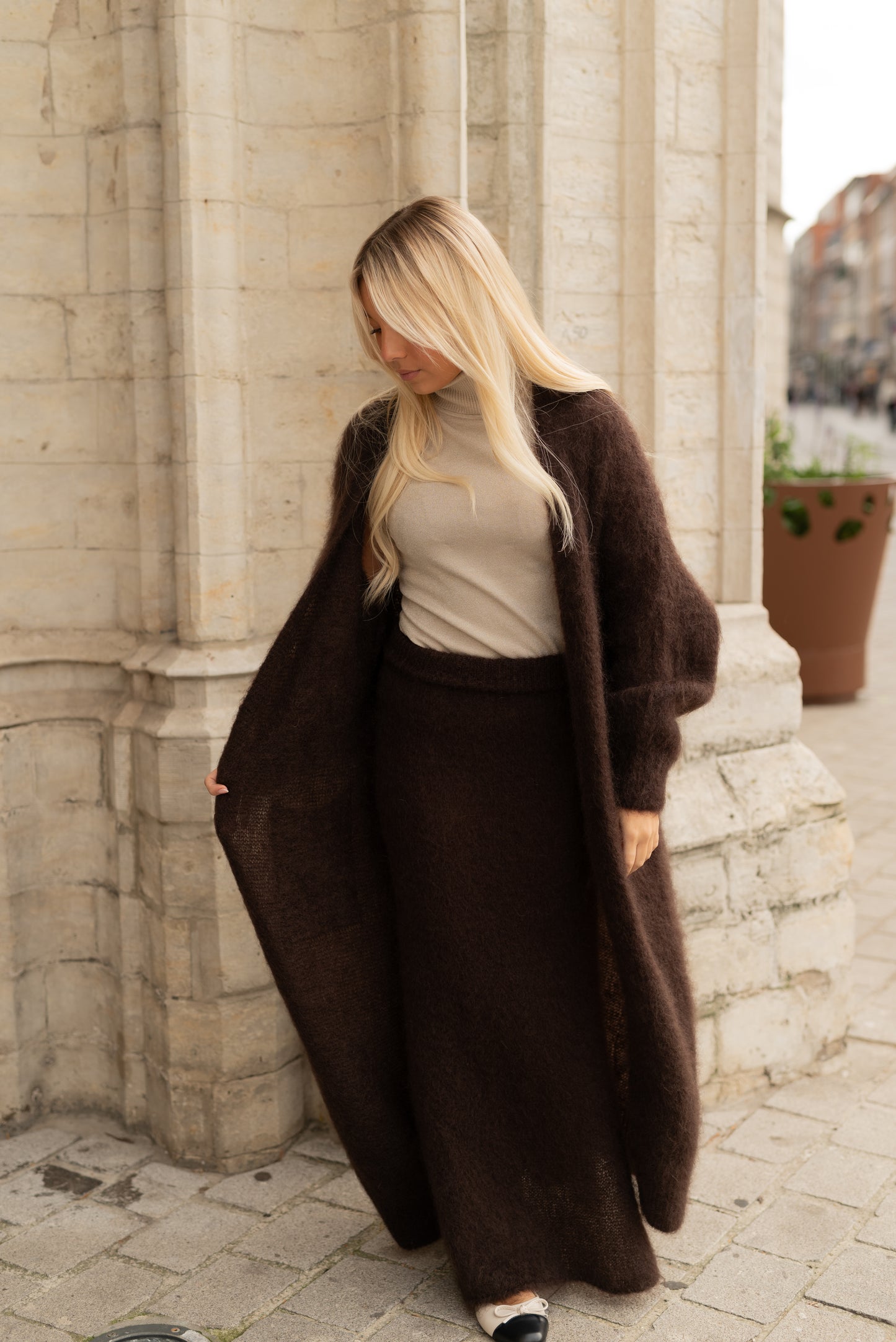Bruine Mohair rok