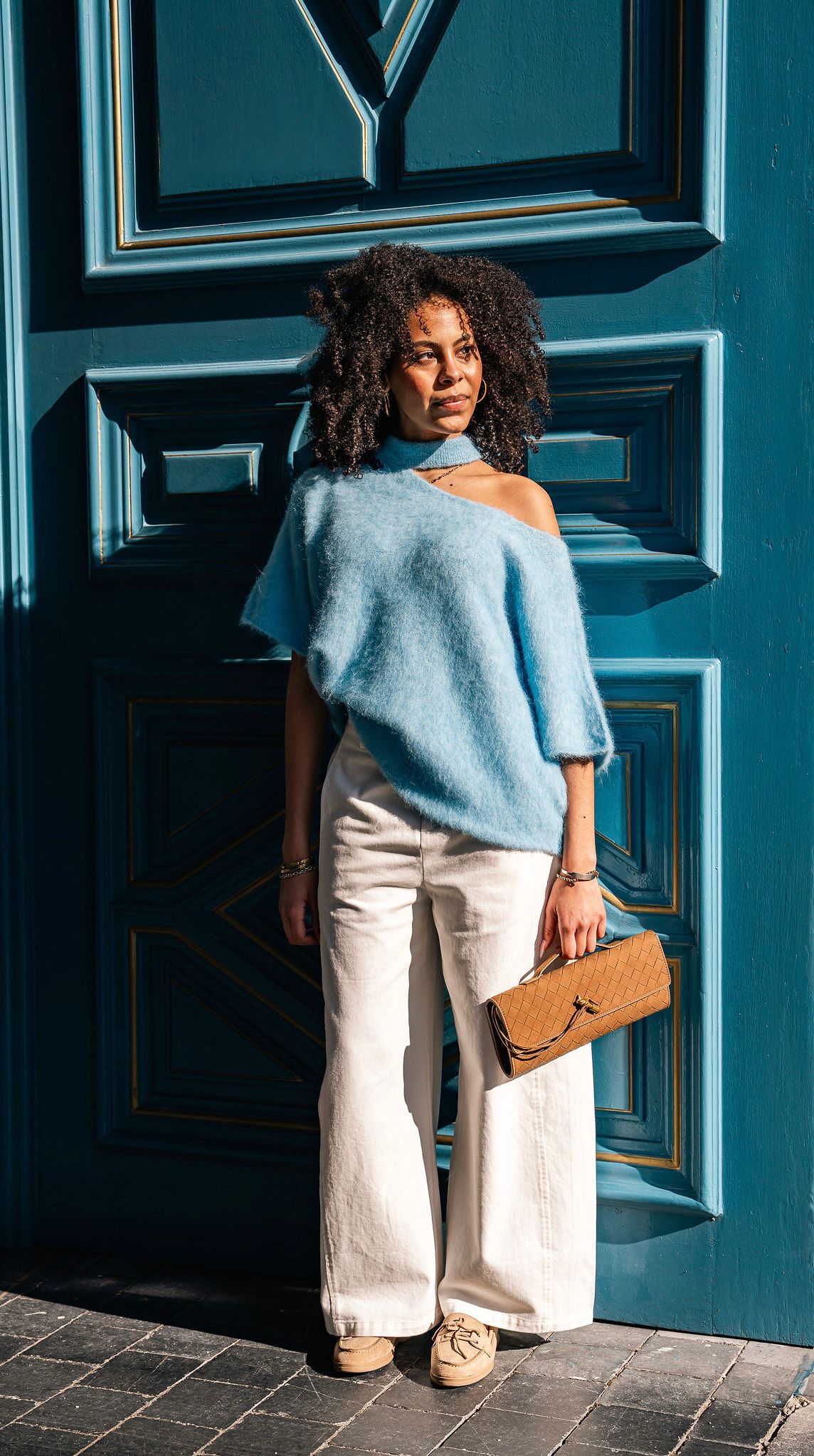 Open shoulder pull blauw