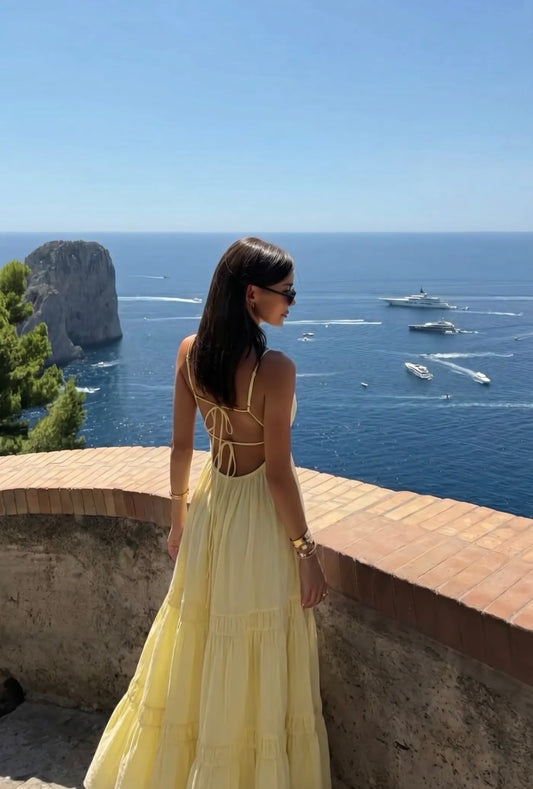 Yellow dress open back