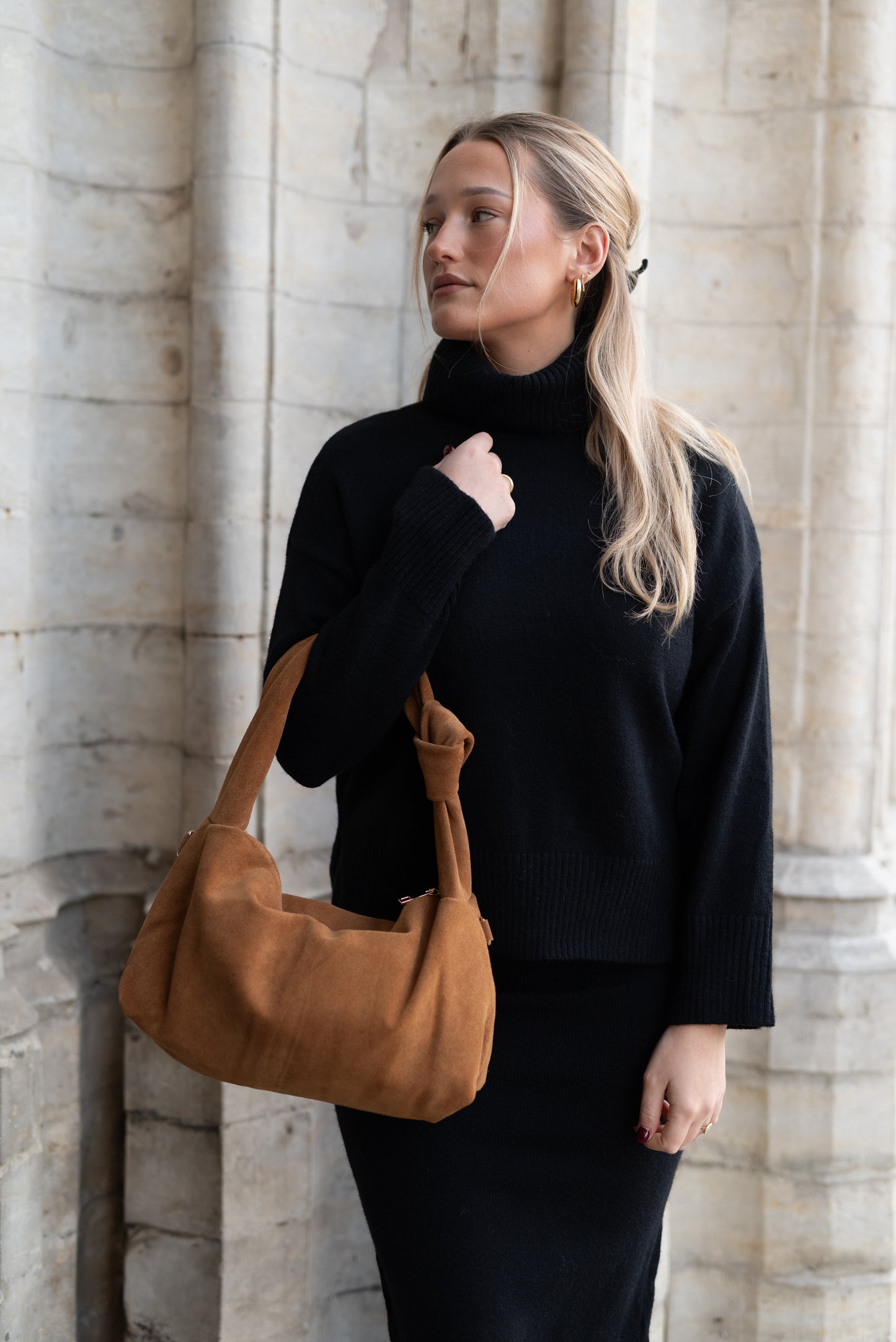 Camel suede tas
