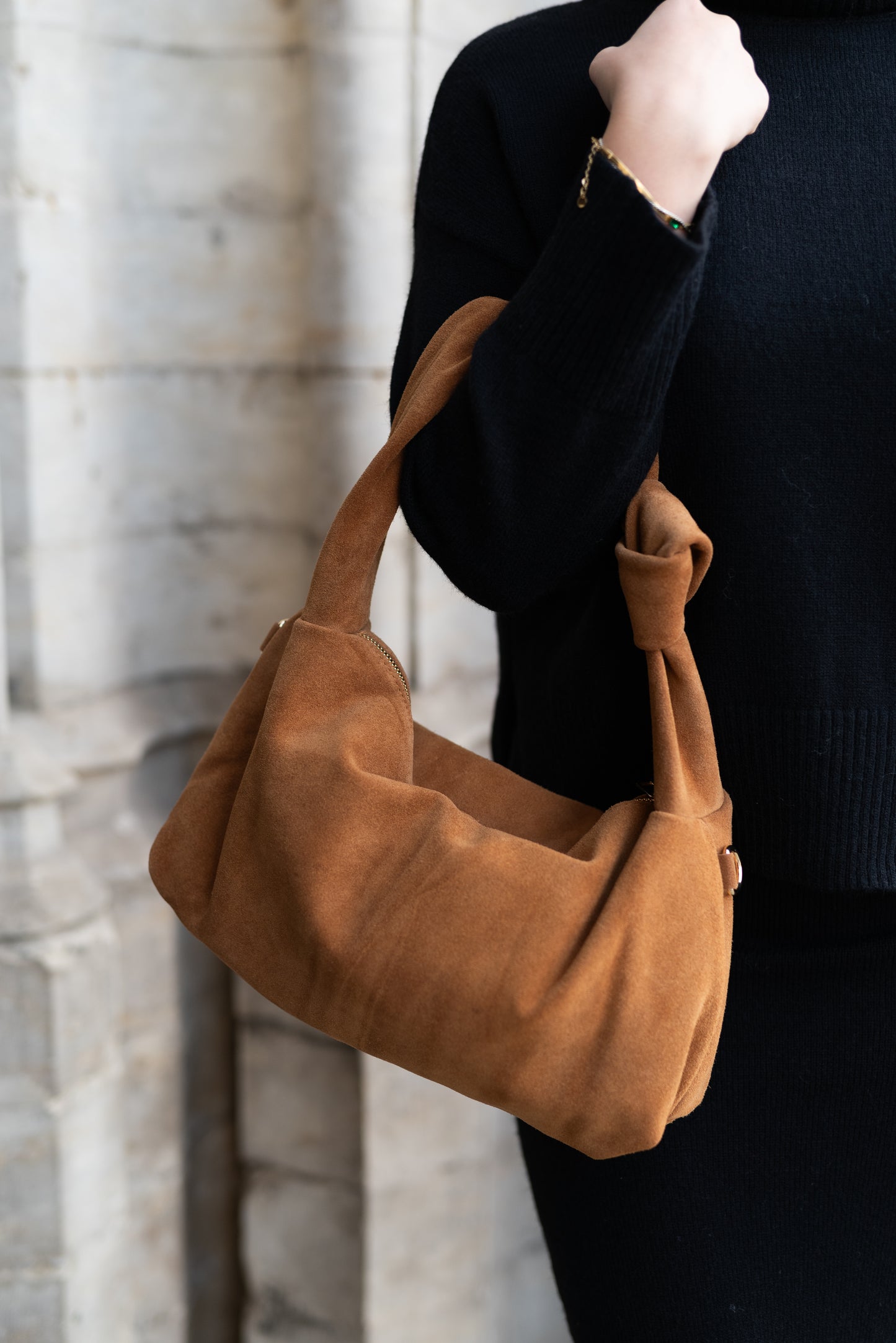 Camel suede tas