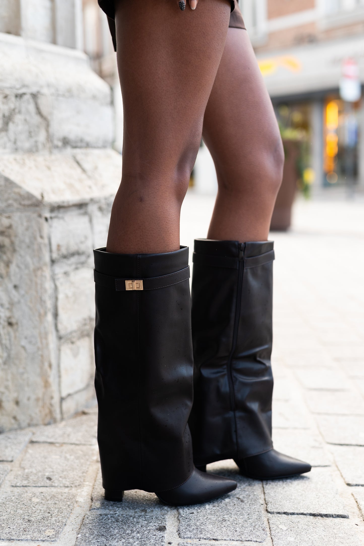 Brown leather boots
