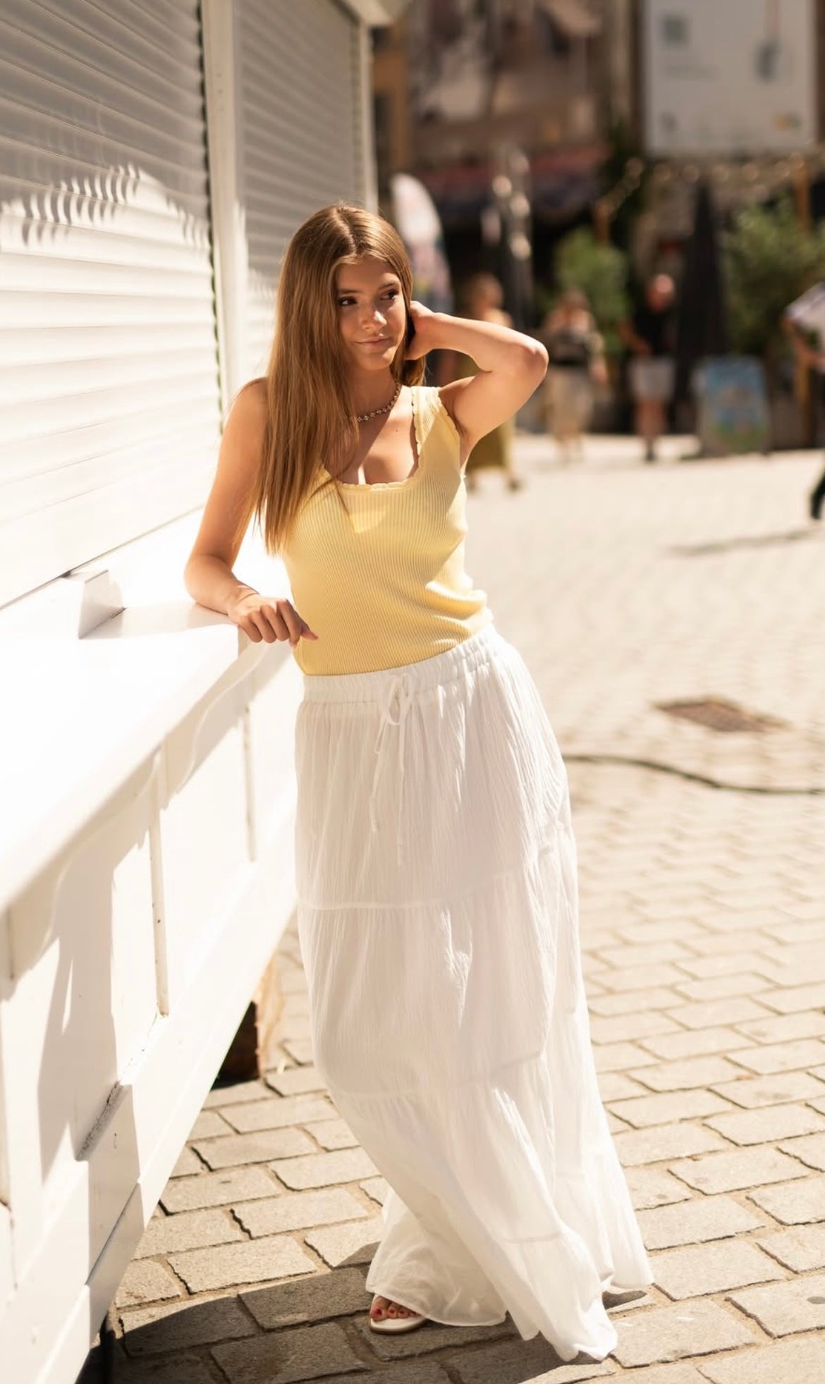 Long white skirt