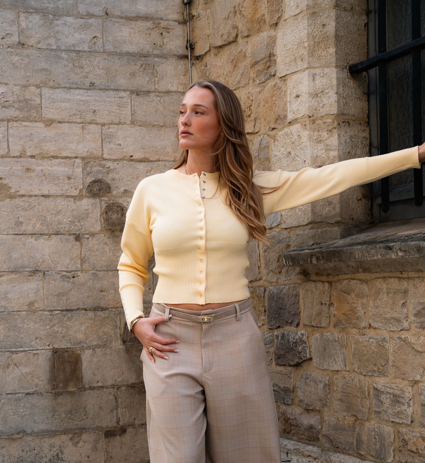 Barrel pantalon met ruit