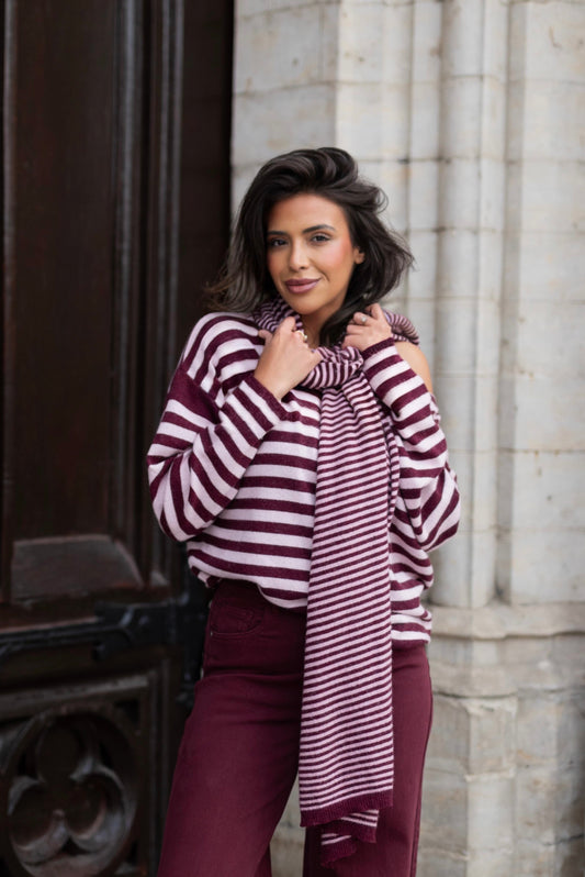 Off shoulder pull Bordeaux/roos