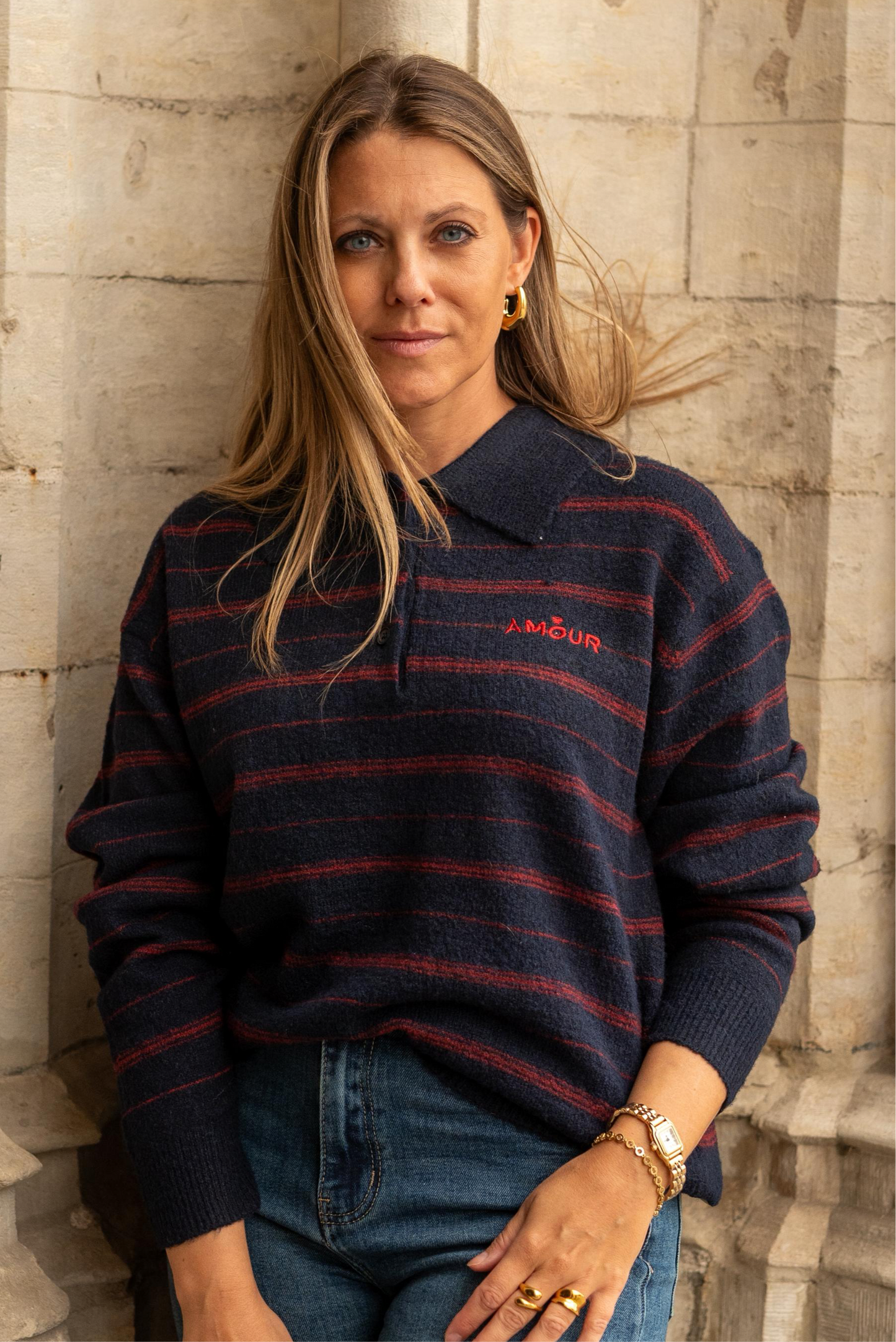 Striped amour sweater