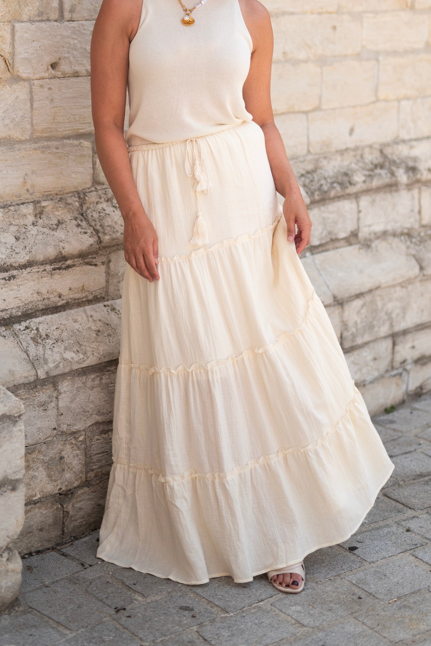 Long ecru skirt