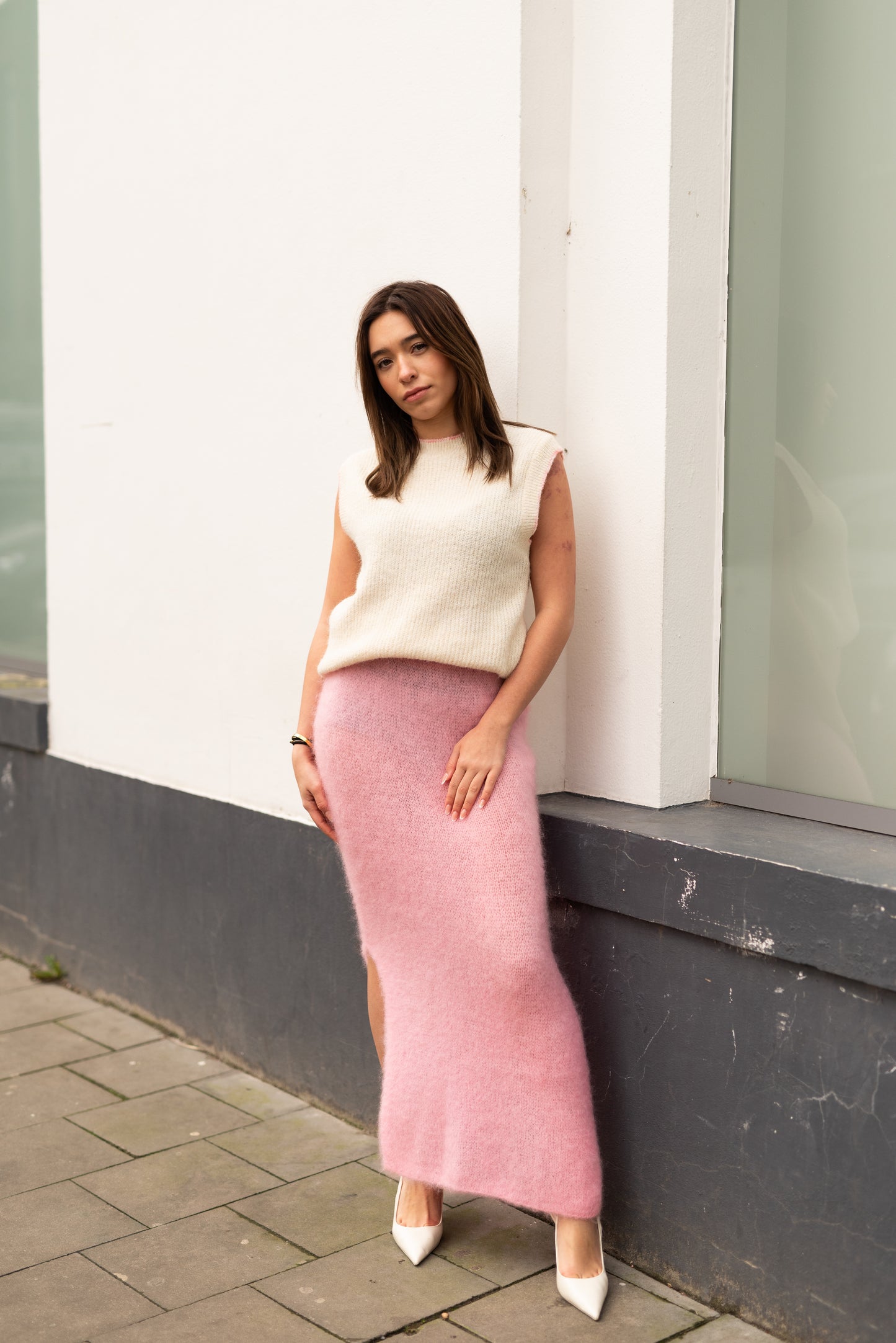 Roze mohair rok