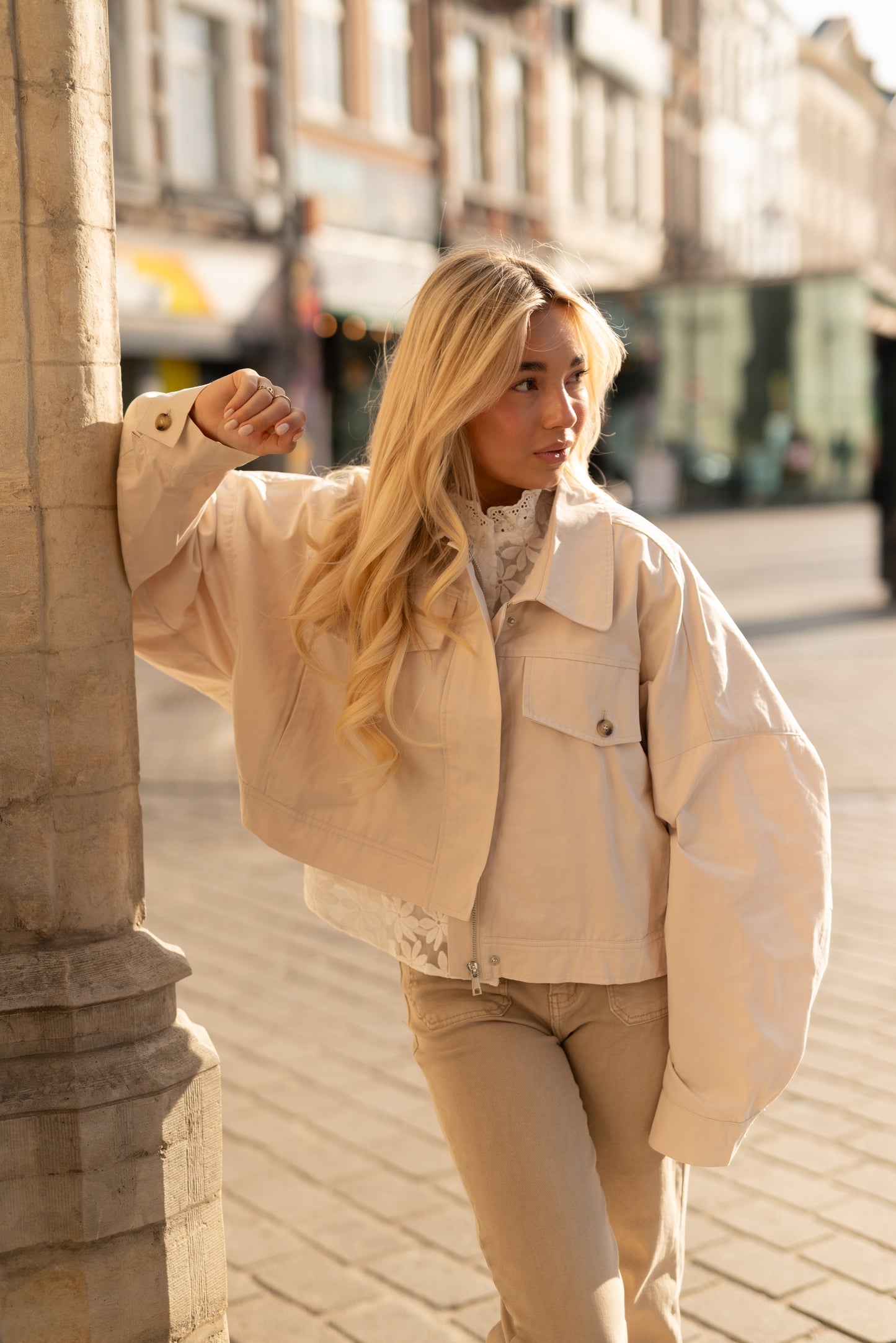 Beige oversized trench