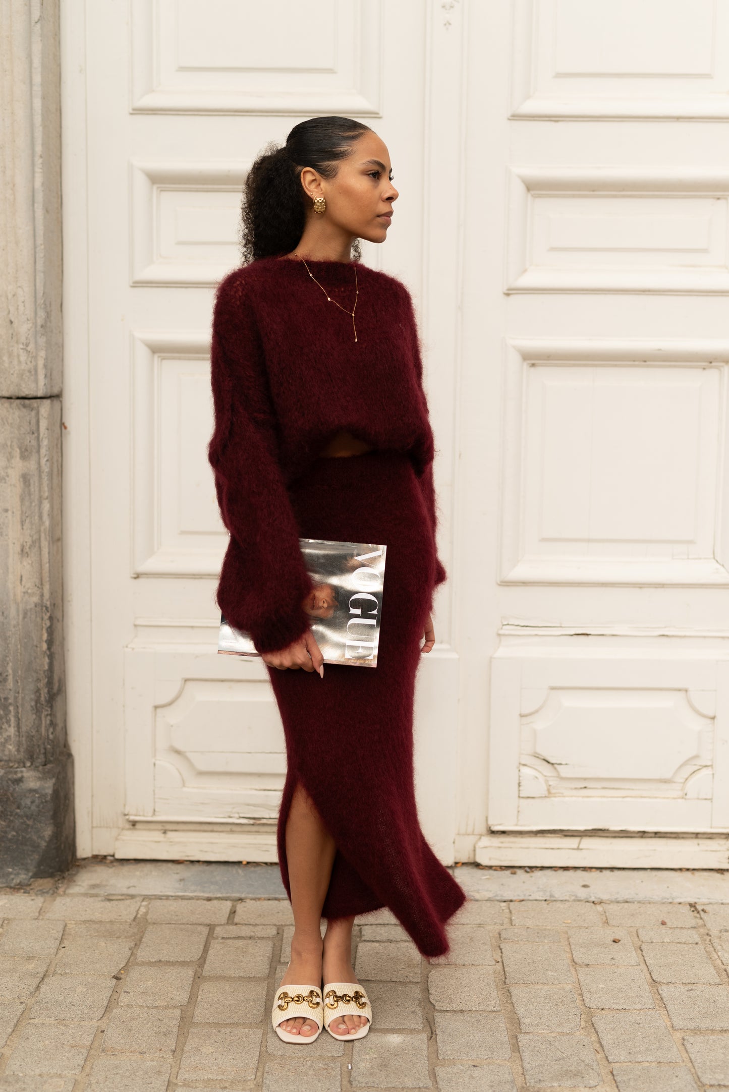 Bordeaux mohair rok