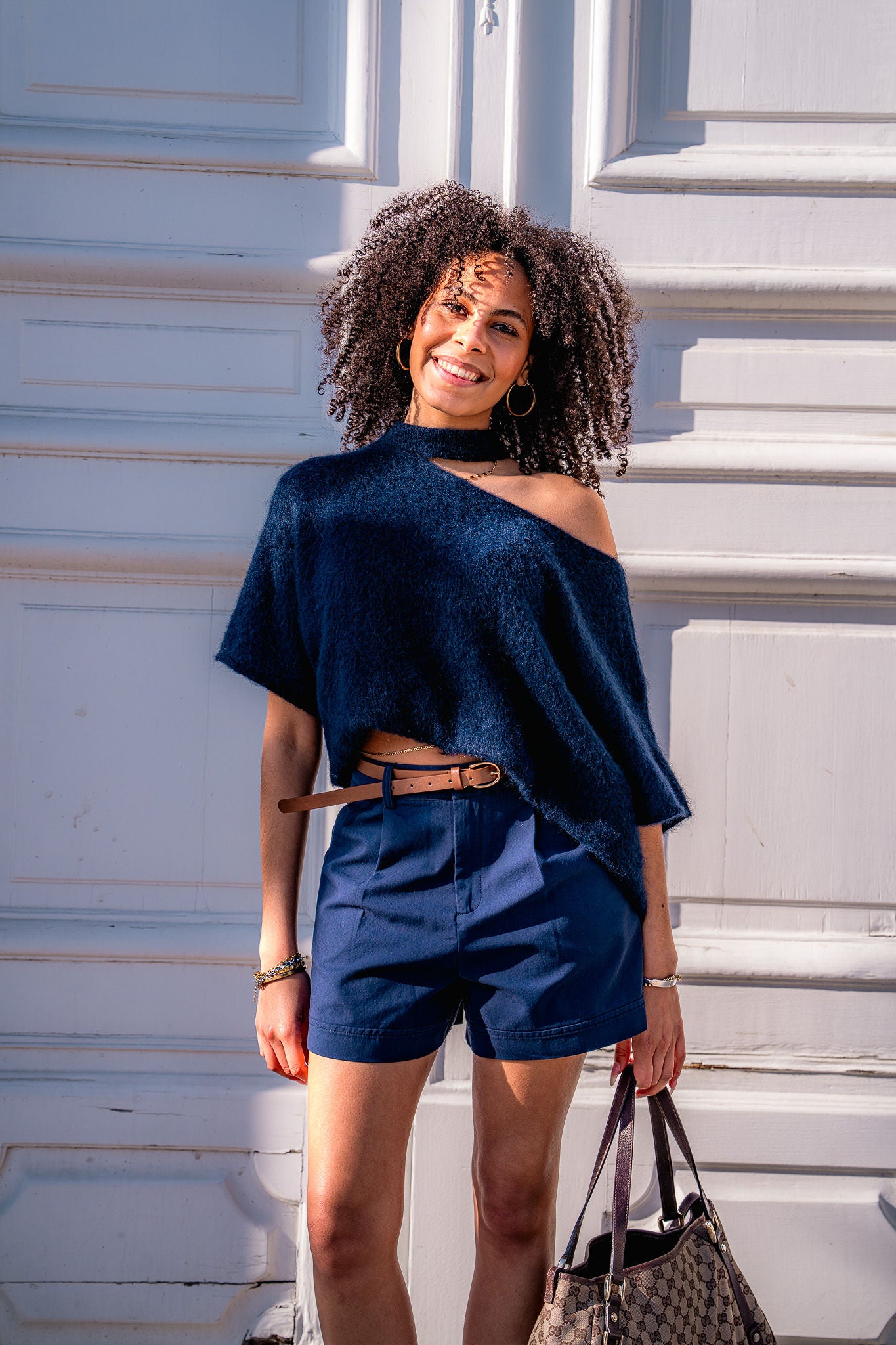 Open shoulder pull navy