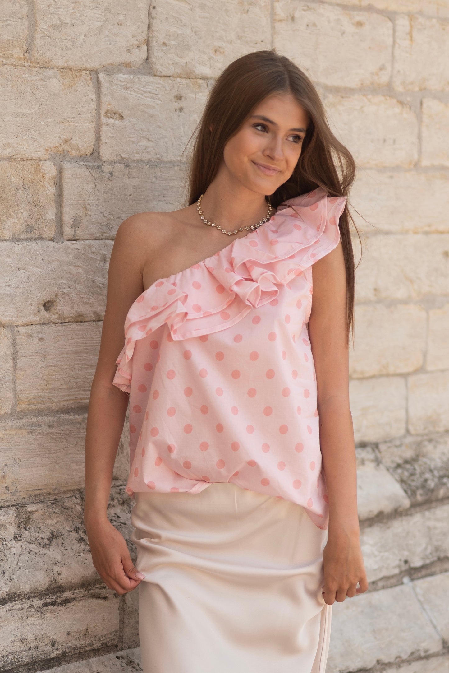 Polka dot top pink