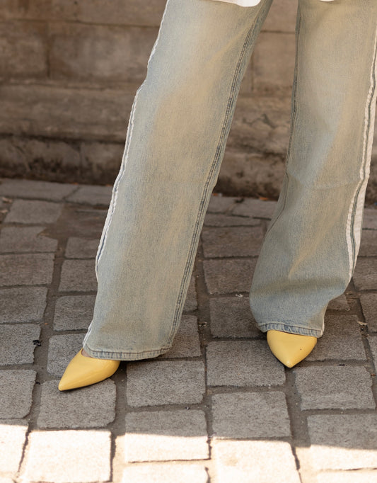 Yellow kitten heel
