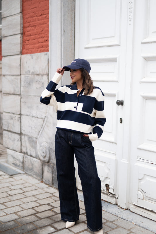 Navy striped polo