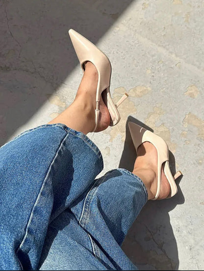 Ecru kitten heel