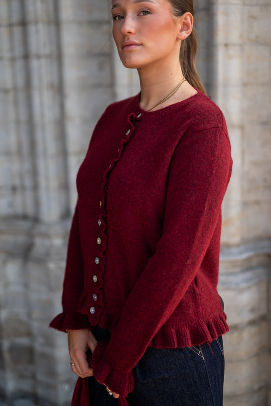 Bordeaux ruffle vest