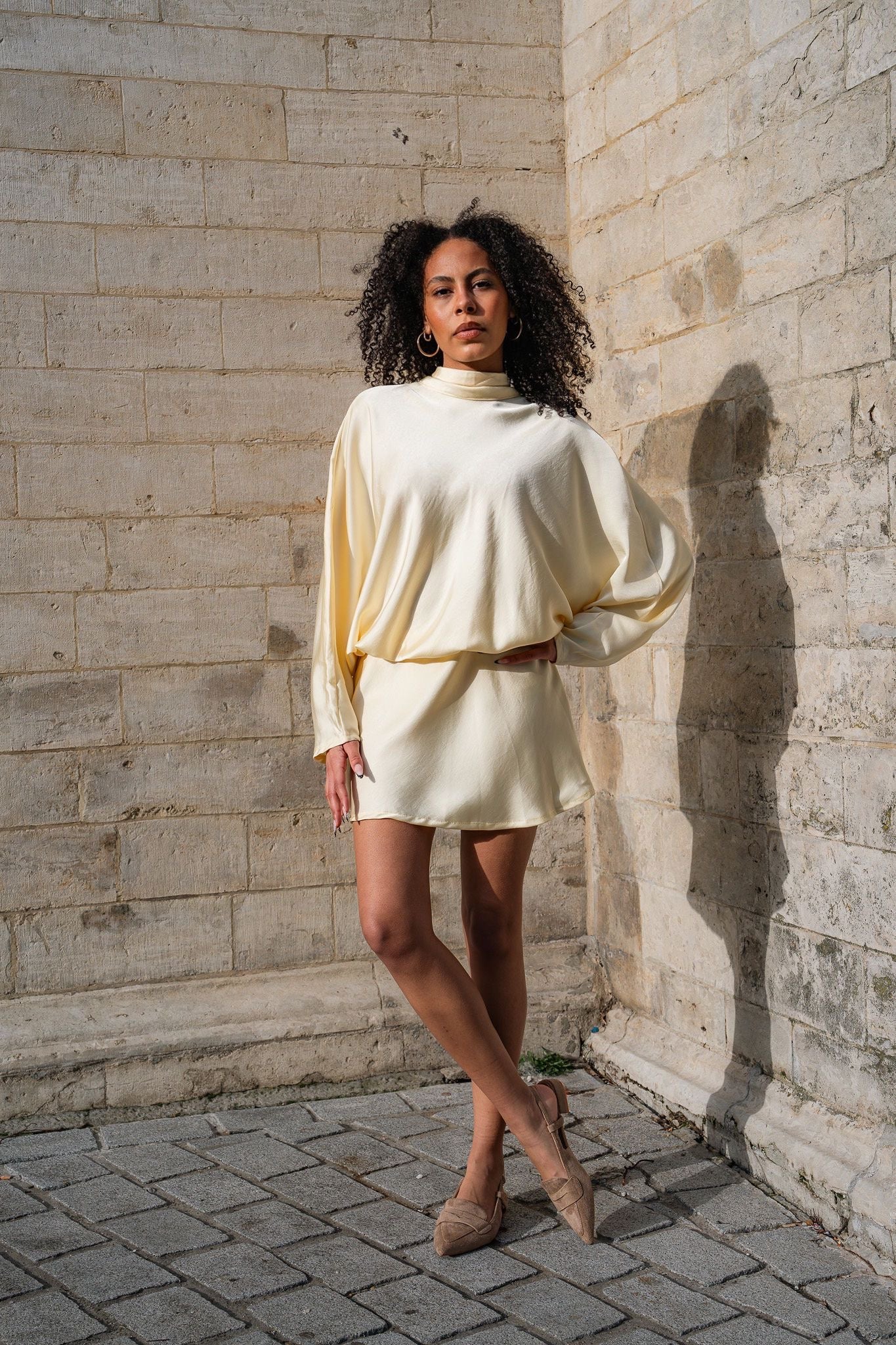 Satin yellow dress