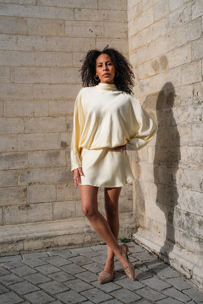 Satin yellow dress