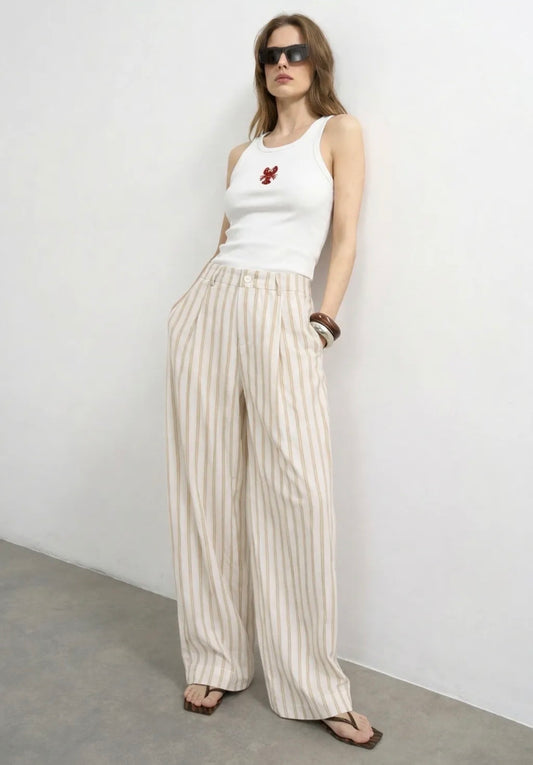 Yellow striped pantalon