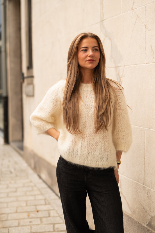 Mohair pull halve mouw