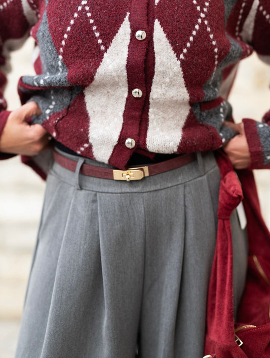 Suède riem bordeaux