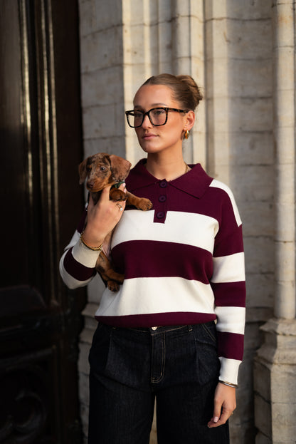 Striped polo Bordeaux
