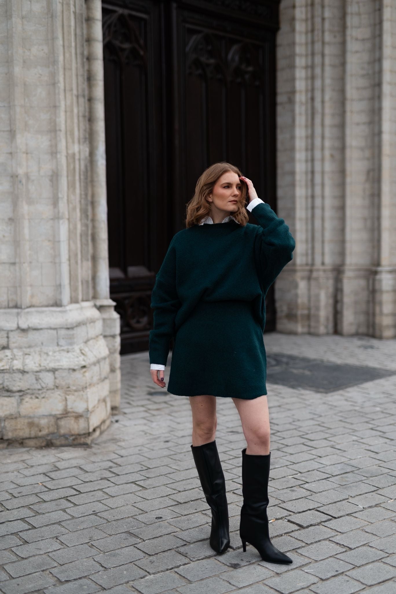 Knitted army green set