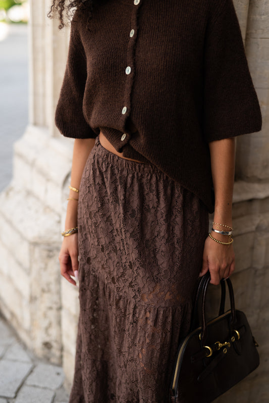 Lace skirt bruin
