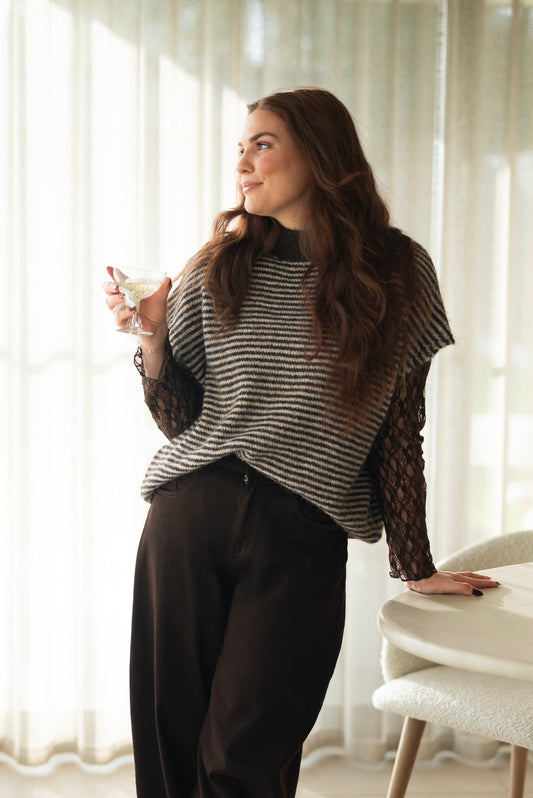 Gestreepte debardeur kant