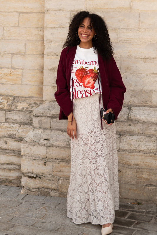 Lace skirt beige