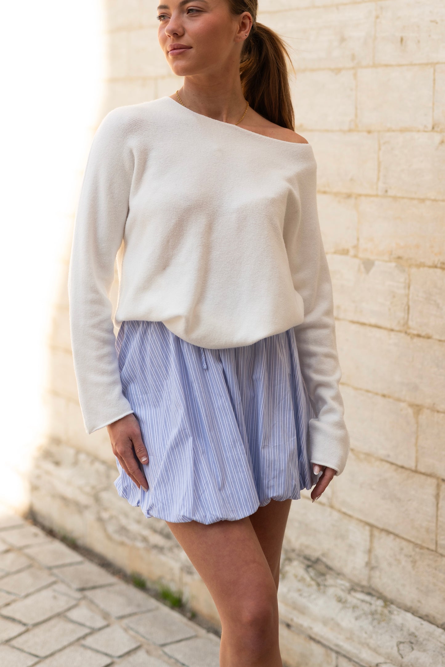 Striped balloon skirt