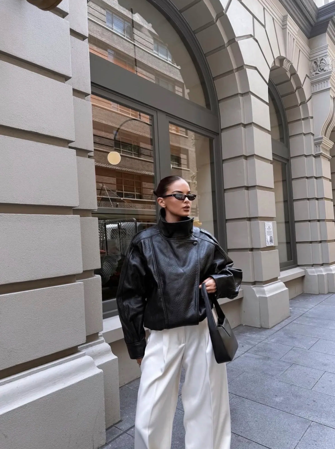 Leather jacket zwart