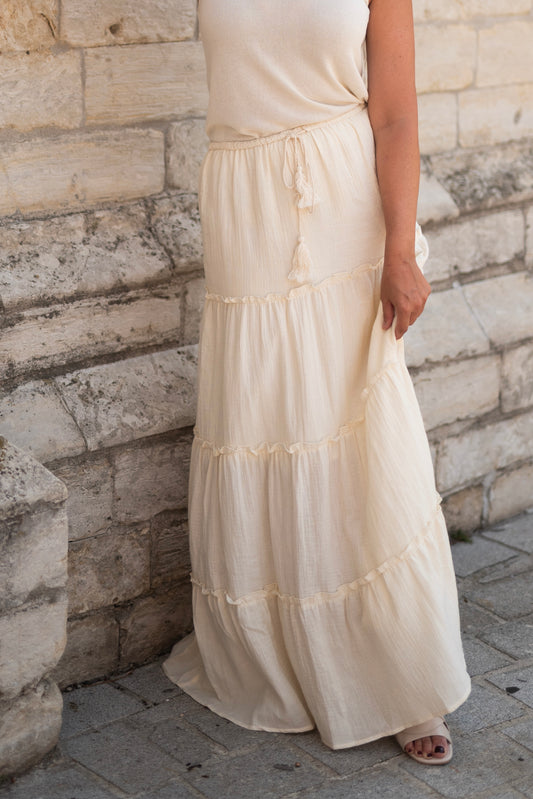 Long ecru skirt