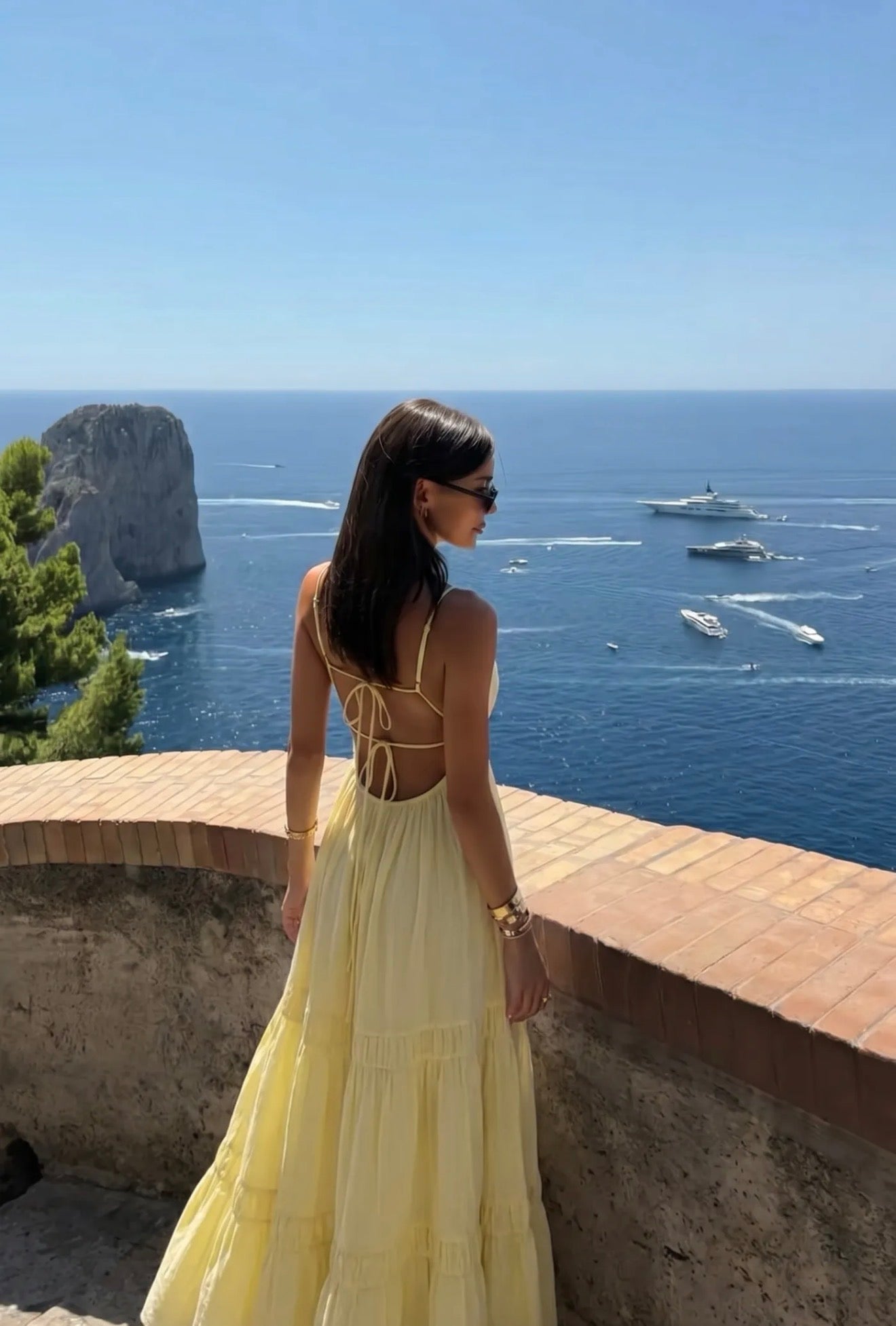Yellow dress open back