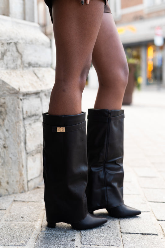 Brown leather boots