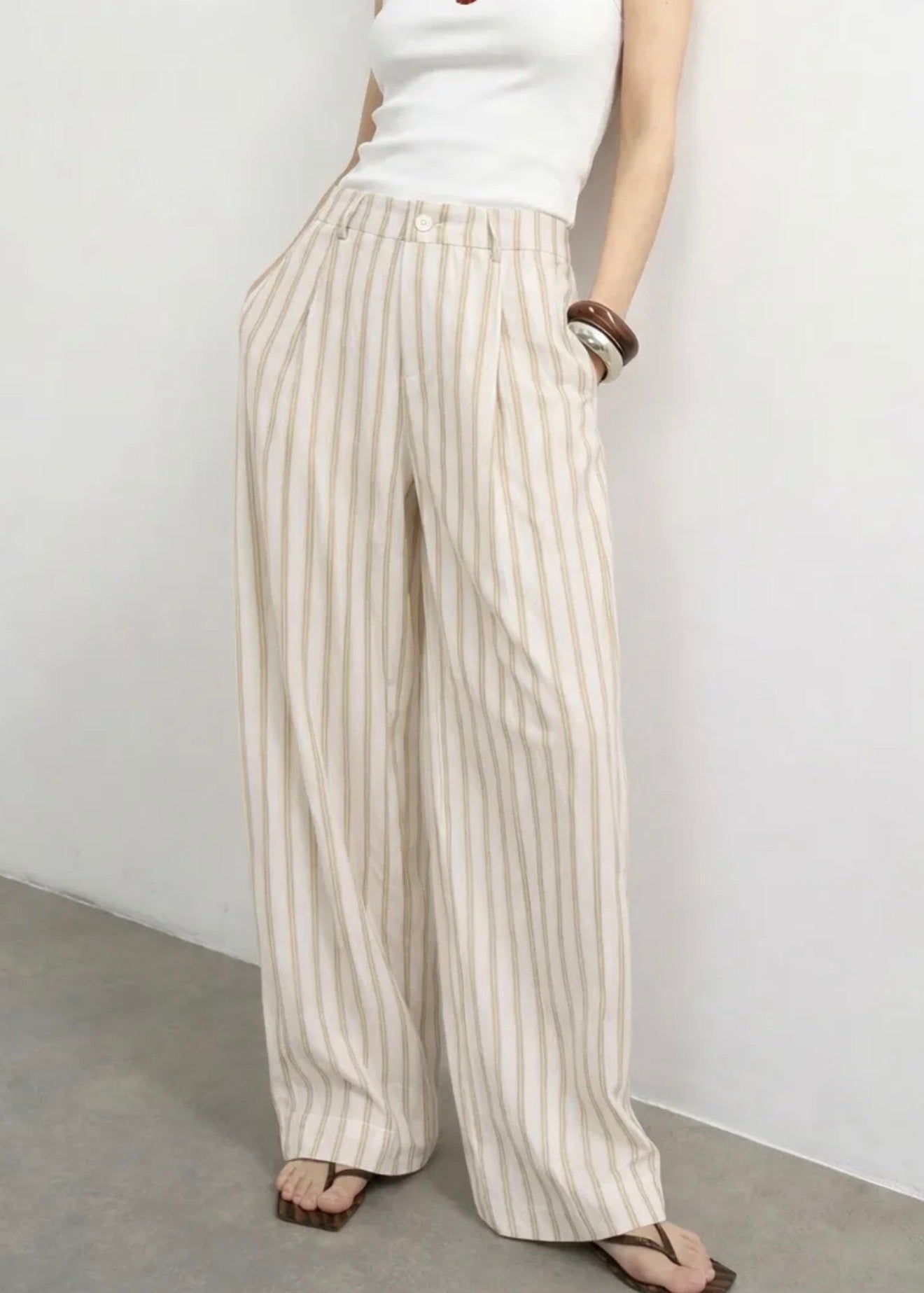 Yellow striped pantalon