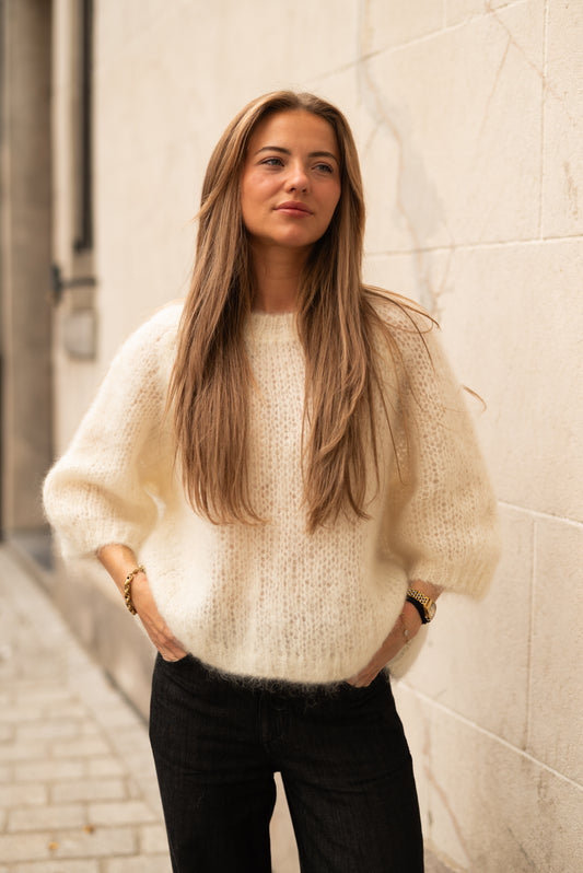 Mohair pull halve mouw