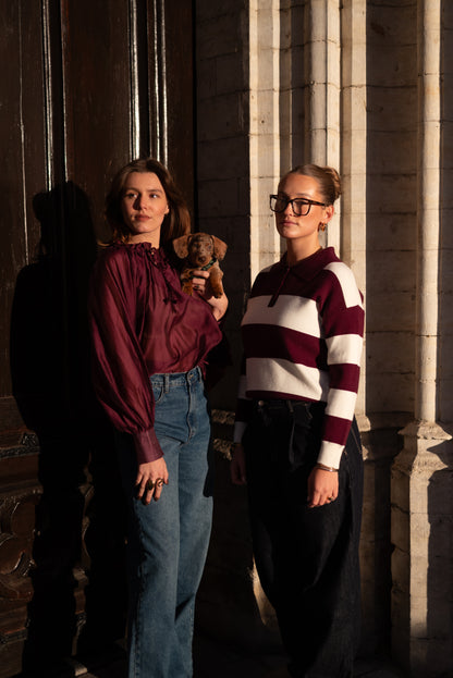 Striped polo Bordeaux