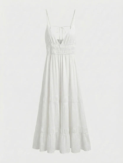 White dress open back