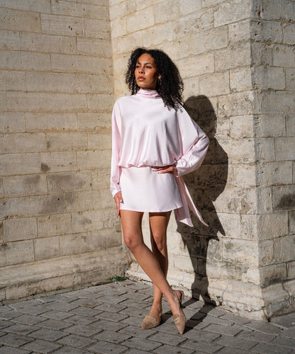 Satin pink dress