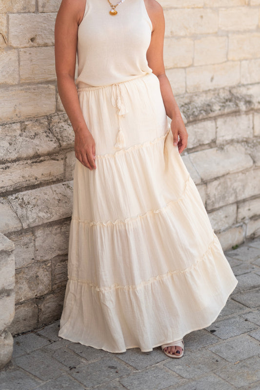Long ecru skirt